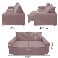 Sofá Retrátil E Reclinável 2 Lugares Bariloche Veludo Rosê Speciale Home Rose - 8