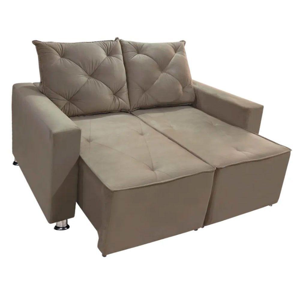 Sofá Retrátil E Reclinável 2 Lugares Bariloche Veludo Bege Speciale Home Bege - 3