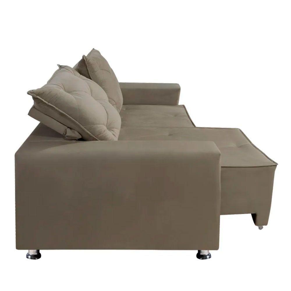 Sofá Retrátil E Reclinável 2 Lugares Bariloche Veludo Bege Speciale Home Bege - 5