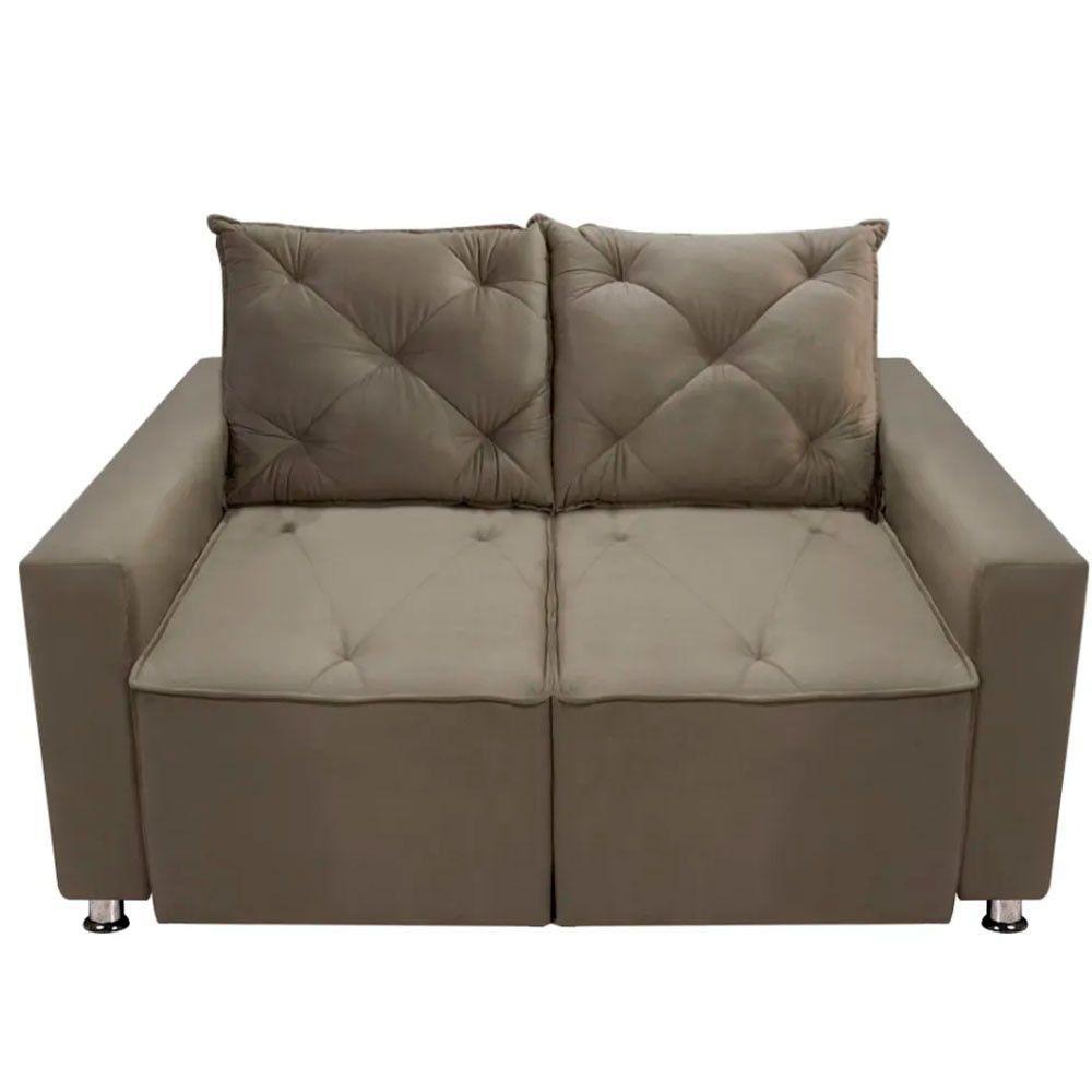 Sofá Retrátil E Reclinável 2 Lugares Bariloche Veludo Bege Speciale Home Bege - 6