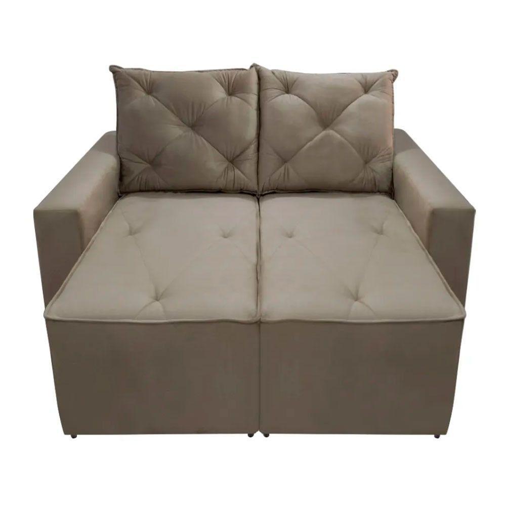 Sofá Retrátil E Reclinável 2 Lugares Bariloche Veludo Bege Speciale Home Bege - 7