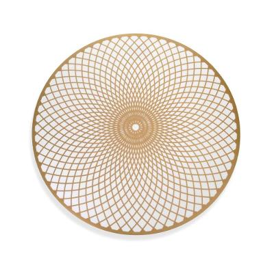 Jogo Americano Redondo de Plástico Mandala Dourado 38cm