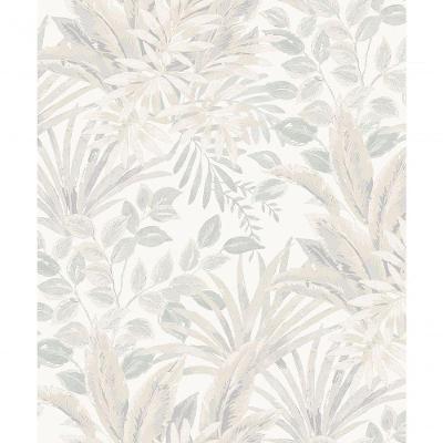 Papel De Parede Time Folhagem Verde E Lilas Tj3202