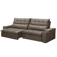 Sofá Retrátil E Reclinável 3 Lugares 210cm Robem Porta Copos No Braço Veludo Castor G22 - Gran Belo - 1