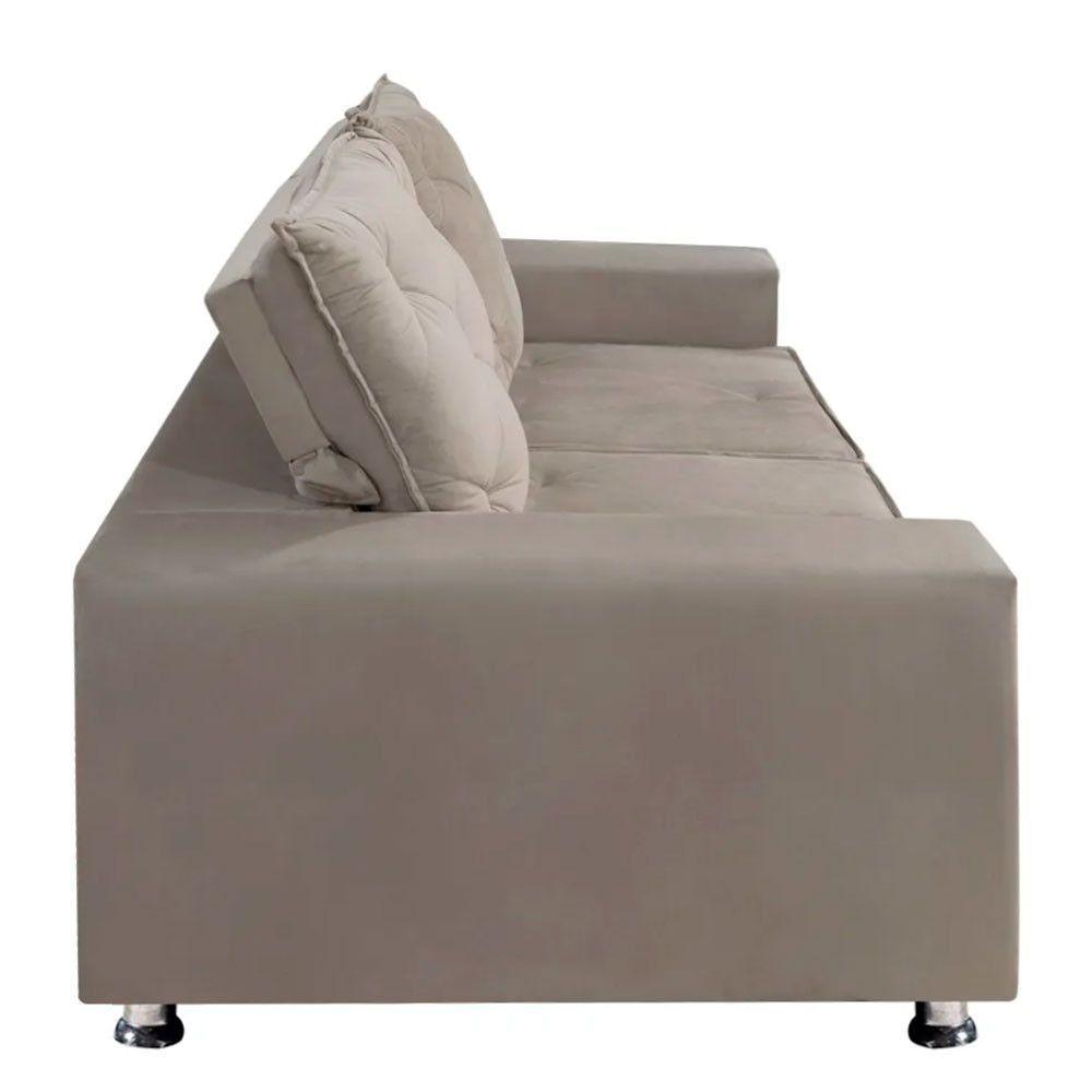 Sofá Retrátil E Reclinável 2 Lugares Bariloche Suede Bege Speciale Home Bege - 3