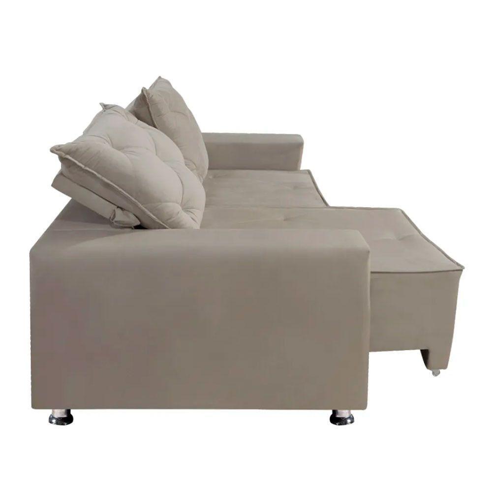 Sofá Retrátil E Reclinável 2 Lugares Bariloche Suede Bege Speciale Home Bege - 4