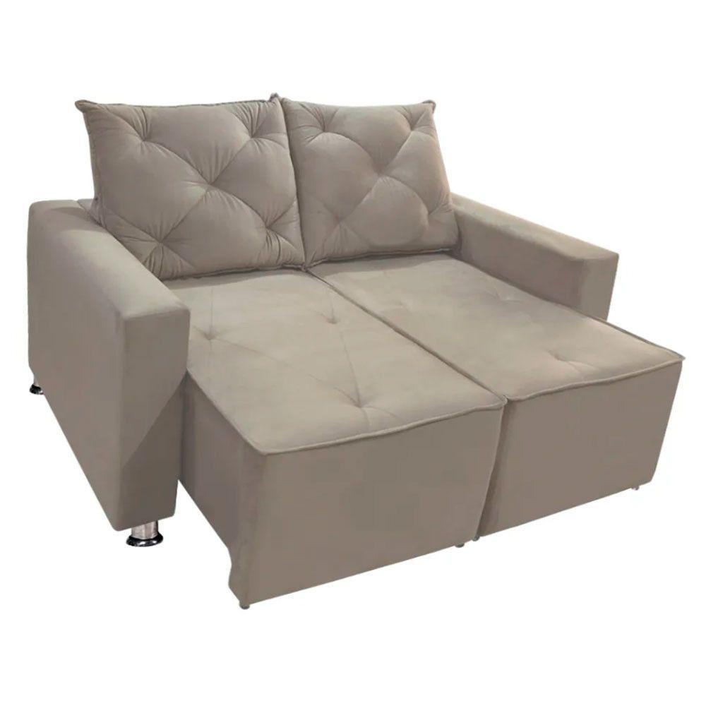 Sofá Retrátil E Reclinável 2 Lugares Bariloche Suede Bege Speciale Home Bege - 6