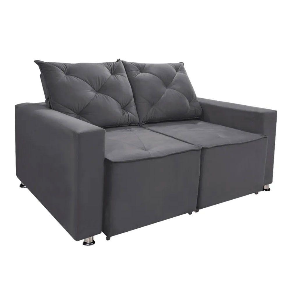 Sofá Retrátil E Reclinável 2 Lugares Bariloche Suede Cinza Speciale Home Cinza - 1