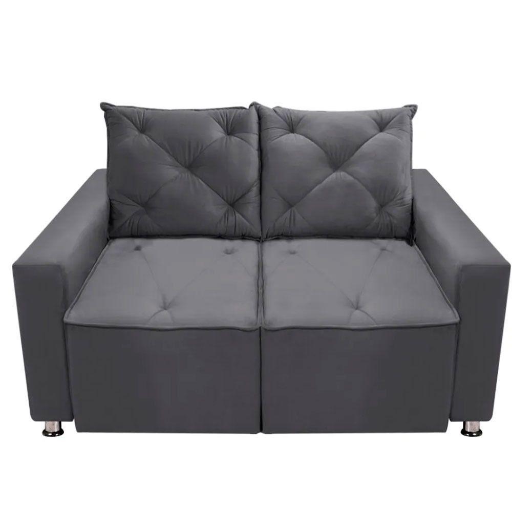 Sofá Retrátil E Reclinável 2 Lugares Bariloche Suede Cinza Speciale Home Cinza - 5