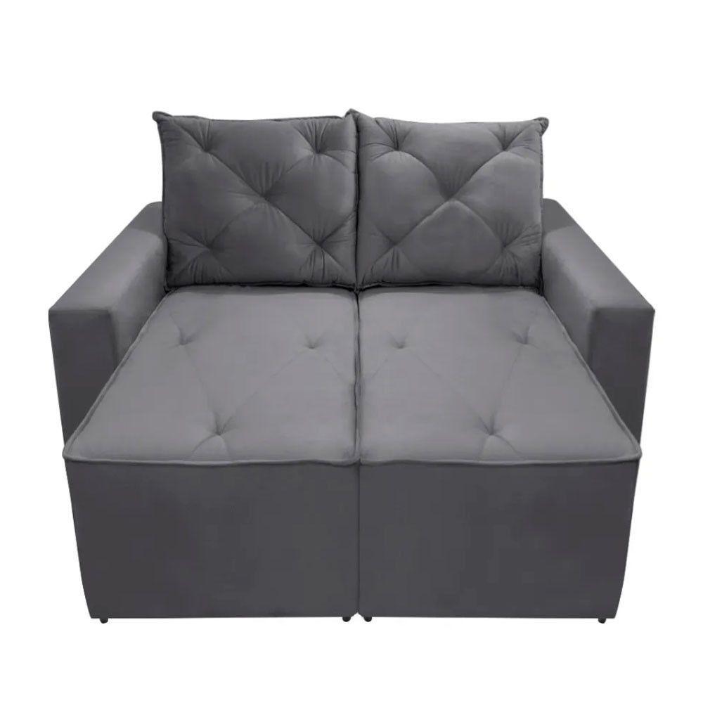 Sofá Retrátil E Reclinável 2 Lugares Bariloche Suede Cinza Speciale Home Cinza - 6