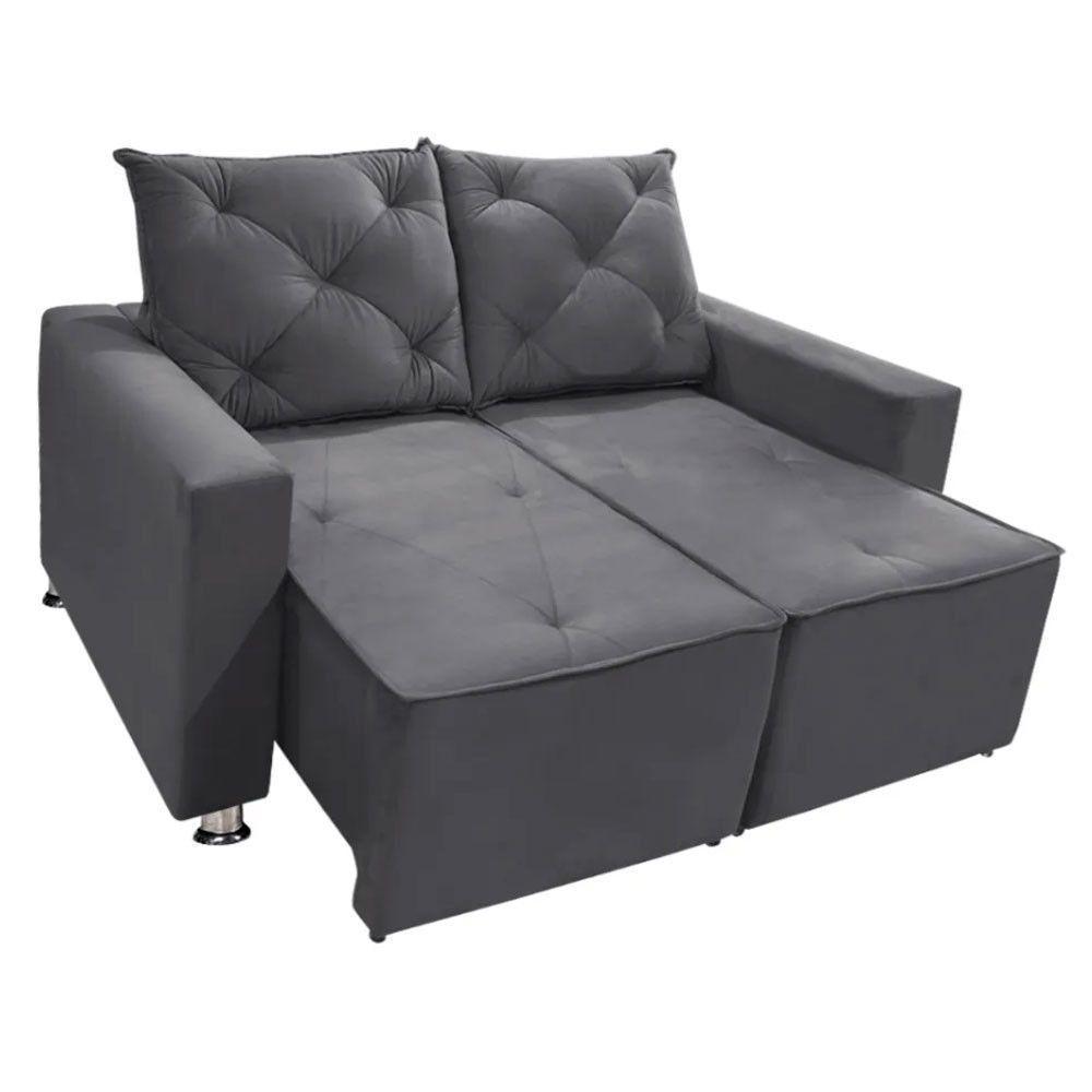 Sofá Retrátil E Reclinável 2 Lugares Bariloche Suede Cinza Speciale Home Cinza - 7