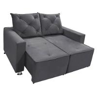 Sofá Retrátil E Reclinável 2 Lugares Bariloche Suede Cinza Speciale Home Cinza - 7