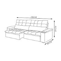 Sofá Retrátil E Reclinável 3 Lugares 230cm Robem Porta Copos No Braço Veludo Cinza G22 - Gran Belo - 7