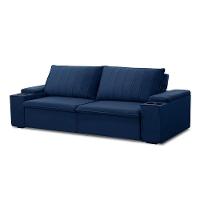 Sofá Retrátil E Reclinável 3 Lugares 225cm Kent Porta Copos No Braço Veludo Azul G22 - Gran Belo - 6