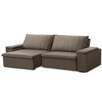 Sofá Retrátil E Reclinável 3 Lugares 225cm Kent Porta Copos No Braço Veludo Castor G22 - Gran Belo - 1