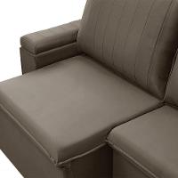 Sofá Retrátil E Reclinável 3 Lugares 225cm Kent Porta Copos No Braço Veludo Castor G22 - Gran Belo - 9