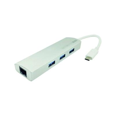 Cabo Adaptador USB C Macho 3 USB 3.0 e RJ45 Rede Branco NWT