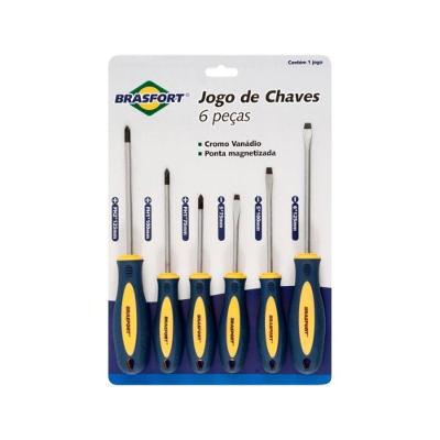 Jogo de Chaves de Fenda e Philips Kit com 6 Peças para Serviços Manuais Brasfort