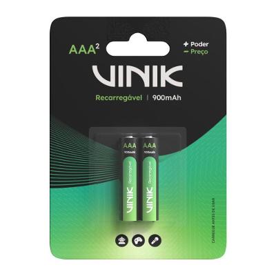 Pilha Recarregável AAA Vinik VP3AB2R 900MAH 1.2V Kit com 2 Unidades
