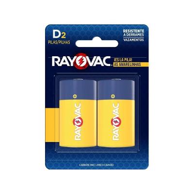 Pilha D2 Grande com 2 Unidades Longa Duracao Ideal para Dispositivos de Baixo Consumo Rayovac
