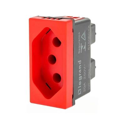 Tomada 2P+T 20A 250V de Embutir Linha Pial Plus Vermelho Legrand 220V