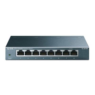 Switch de Mesa Gigabit 8 Portas TL-SG108 10-100-1000 Mbps Plug And Play Qos IGMP Snooping TP-Link