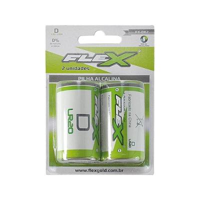 Pilha Alcalina Tamanho D Energia Confiavel para Dispositivos Eletronicos 2 Unidades 2 Flex