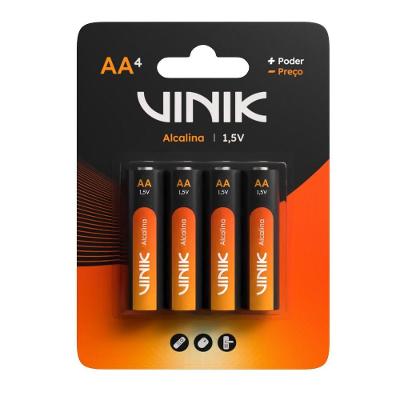 Pilha Alcalina AA Vinik VP2AB4A 1,5V Blister C-4 Unidades