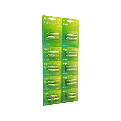 Pilha Alcalina AA Elgin Cartelão Blister Grande 1,5V Alta Durabilidade 10x2