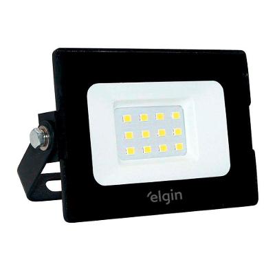 Refletor LED 10W 6500K Bivolt IP65 Branca Fria Preto Elgin