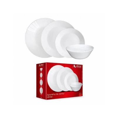 Aparelho de Jantar White 16 Peças Vidro Liso Branco All Mix