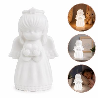 Abajur Infantil Anjo sem Fio Luminaria Decorativa Luz LED Suave Aconchegante Baterias Inclusas