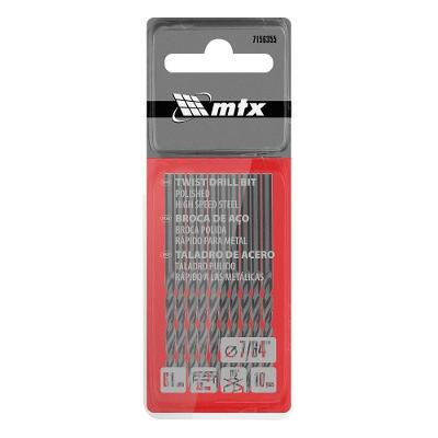 Broca 7-64 Polegadas Aço Rápido HSS Standard Metal 10 Peças MTX