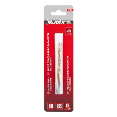 Broca Aço Rápido 5mm Nitreto de Titânio para Metal Inox MTX Corte Limpo em Metais