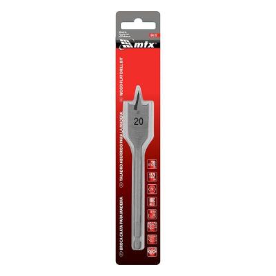 Broca Chata para Madeira 20x150MM Haste Sextavada Aço 45 Borda Temperada MTX