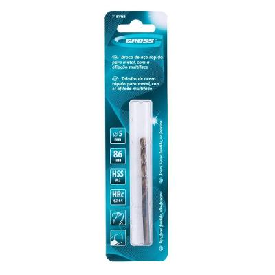 Broca Aço Rápido M2 Profissional para Metal 5 X 86mm Inox Gross