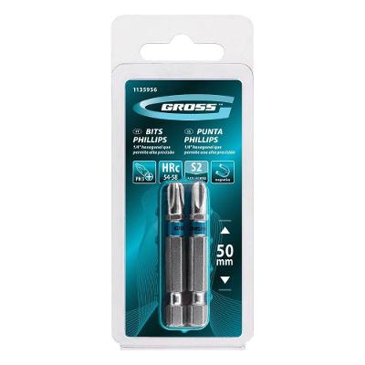 Bits Phillips Ph3 50mm Ph3 50mm Aço S2 Ranhura Magnética Inox Gross 2 Peças