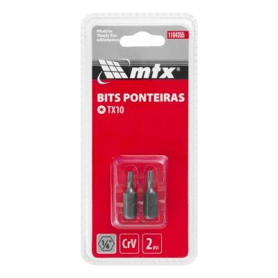 Bits Torx T10 Haste 1-4 Polegada Hexagonal Inox MTX 2 Peças