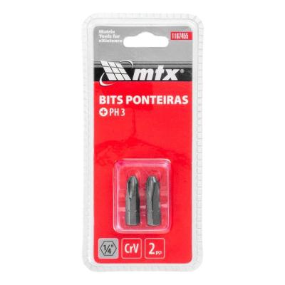 Bits Phillips Ph3 25mm Haste Hexagonal 1-4 Alta Durabilidade Inox MTX 2 Peças