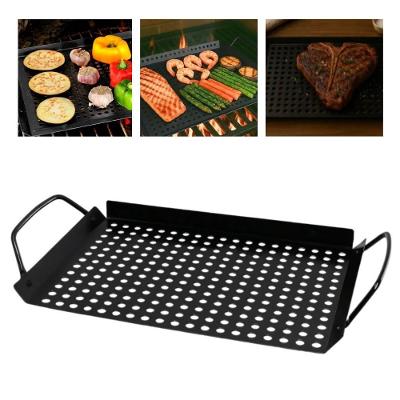 Bandeja Grill Churrasqueira Assar Grelhar Legumes Carnes Peixes Aço Inox Alta Resistência Preto