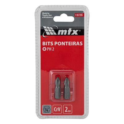 Bits Phillips Ph2 25mm Crv 1-4 Alta Performance Inox MTX 2 Peças