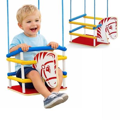 Balanço Infantil Cavalinho Junges MDF com Corda Trançada Segurança Até 35kg Pintura Atóxica