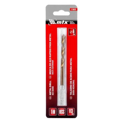 Broca Haste Sextavada Nitreto Aço Rápido HSS 6MM Revestimento Titânio MTX