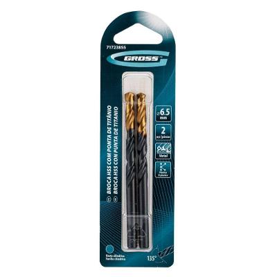 Broca Golden Tip Hss Aço Rápido Profissional Nitreto de Titânio Dourado 2 Peças Gross
