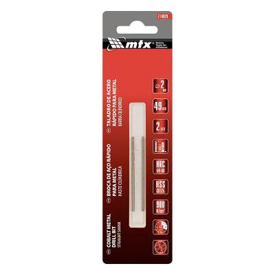 Broca Cobalto 5% Aço Rápido HSS Profissional 2mm 2 Peças Bivolt MTX