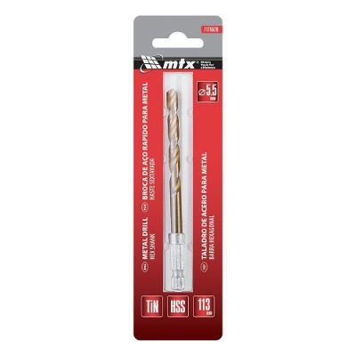 Broca Haste Sextavada Aço Rápido Nitreto de Titânio 5,5mm MTX