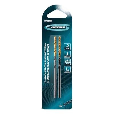 Broca Golden Tip Aço Rápido Profissional Nitreto de Titânio Dourado Gross 2mm
