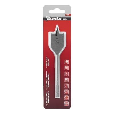 Broca Chata Madeira 28 X 150mm Haste Sextavada Inox Acabamento Profissional MTX