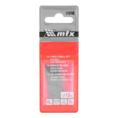 Broca Standard Hss Aço Rápido para Metal 1,5mm 10 Peças Inox MTX