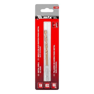 Broca para Metal 5mm Aço Rápido Haste Sextavada Inox MTX
